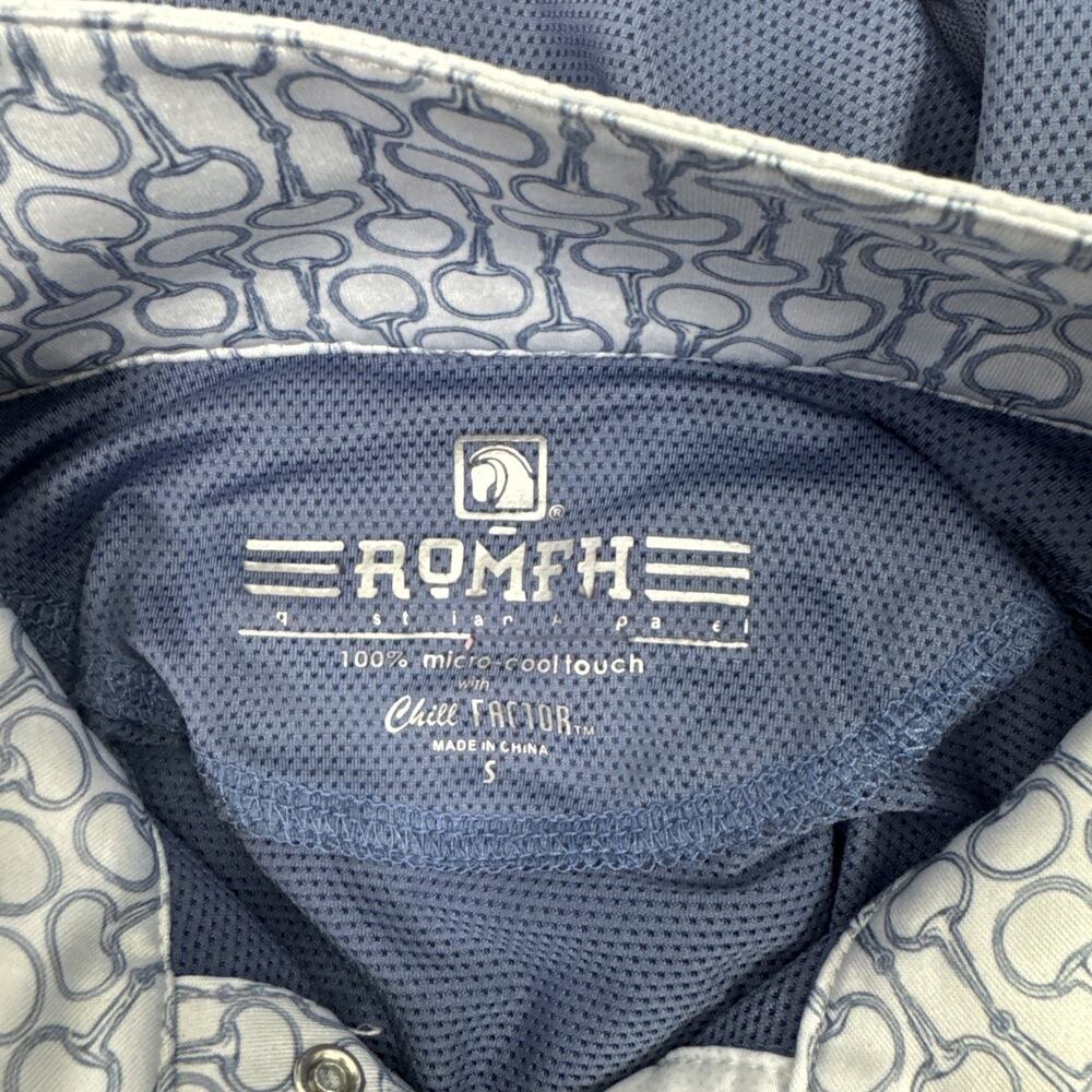 ROMFH Chill Factor Equestrian Riding Polo Shirt Long Sleeve Blue sz S - Picture 8 of 8